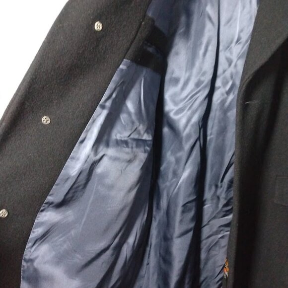 Men's Big & Tall 100% Wool Overcoat Black 2XLT/52L Czechoslovakian Heavyweight - Picture 6 of 16